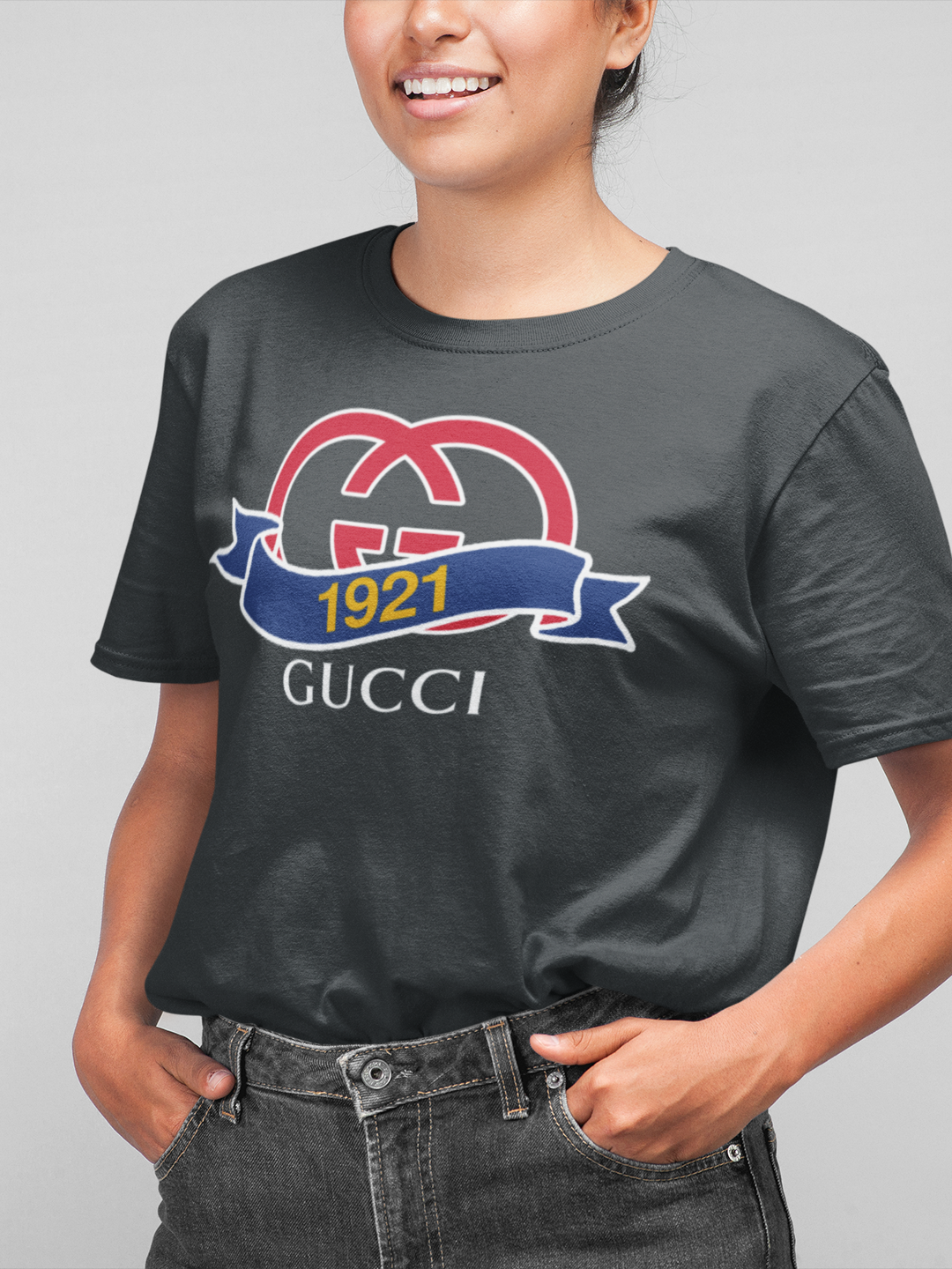Vintage 1921 Printed T-Shirt Out The Purse UK Charcoal