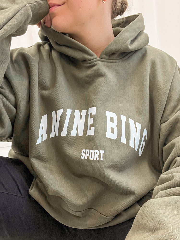 Premium Nine Oversized Hoodie in Olive Out The PursePremium Nine Oversized Hoodie in Olive Out The Purse