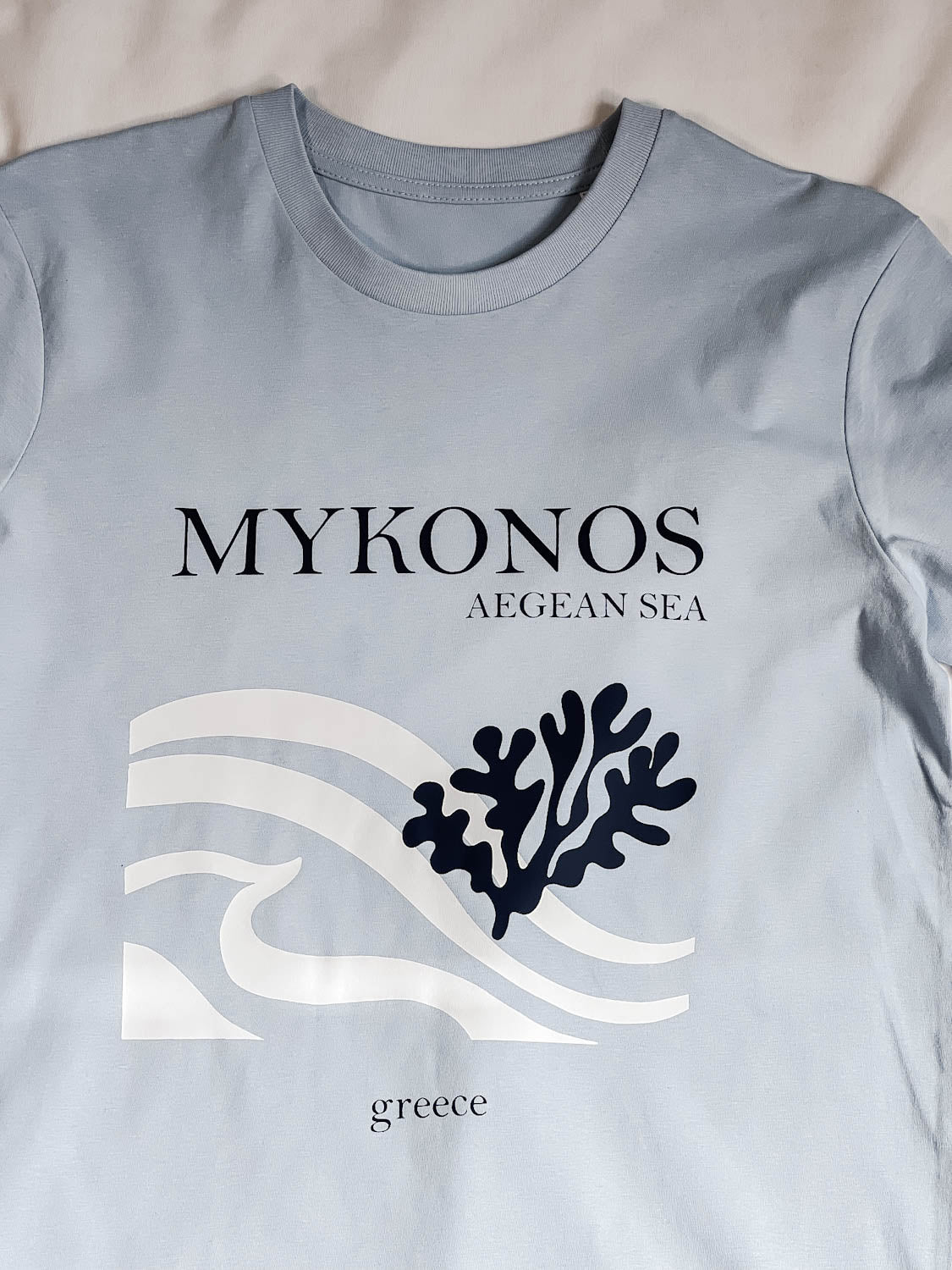 ONE OFF/SALE - Mykonos Baby Blue T-Shirt XS Out The Purse