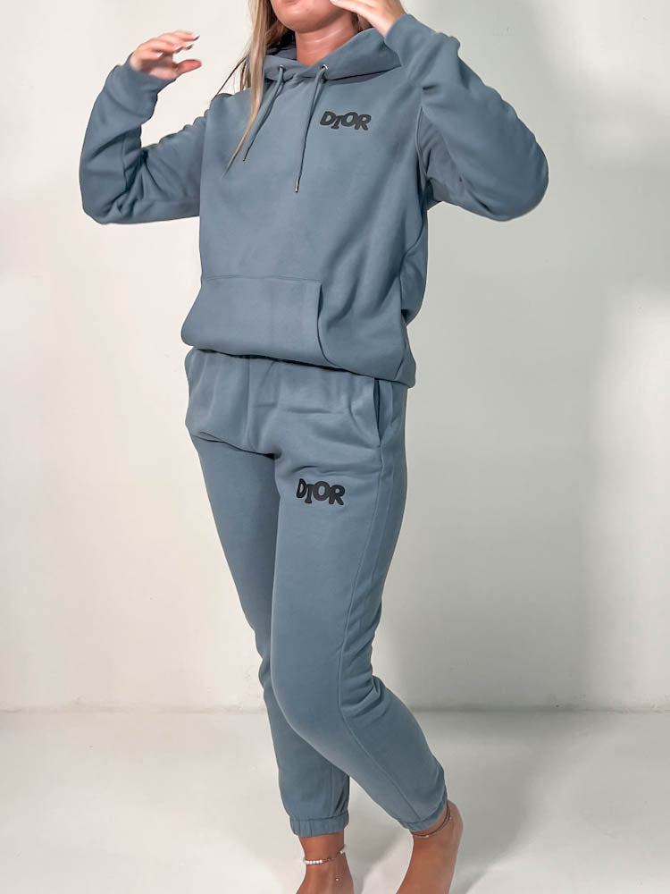 Out The Purse Chrissy Hoodie & Jogger Set in Slate Grey