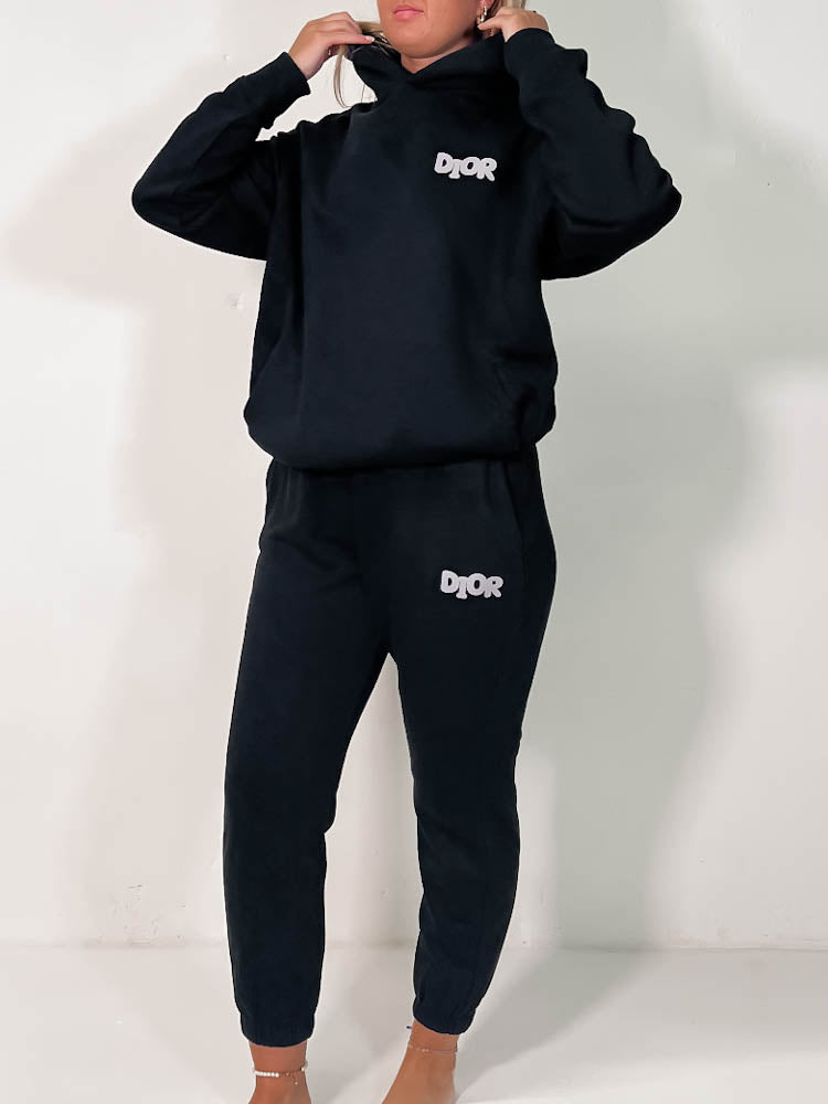 Out The Purse Chrissy Oversized Hoodie & Jogger Set in Black