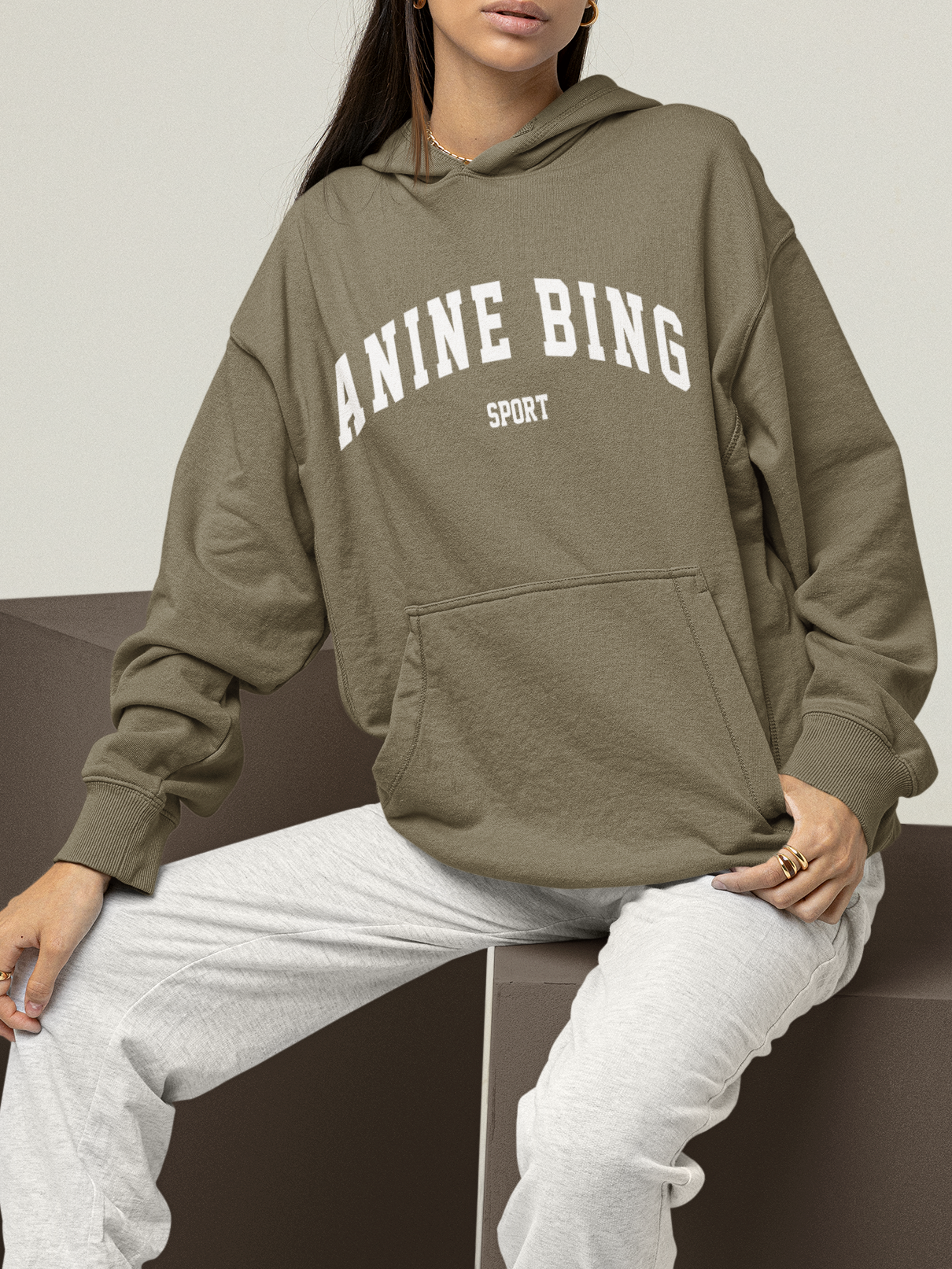 Premium Nine Oversized Hoodie in Olive Out The Purse
