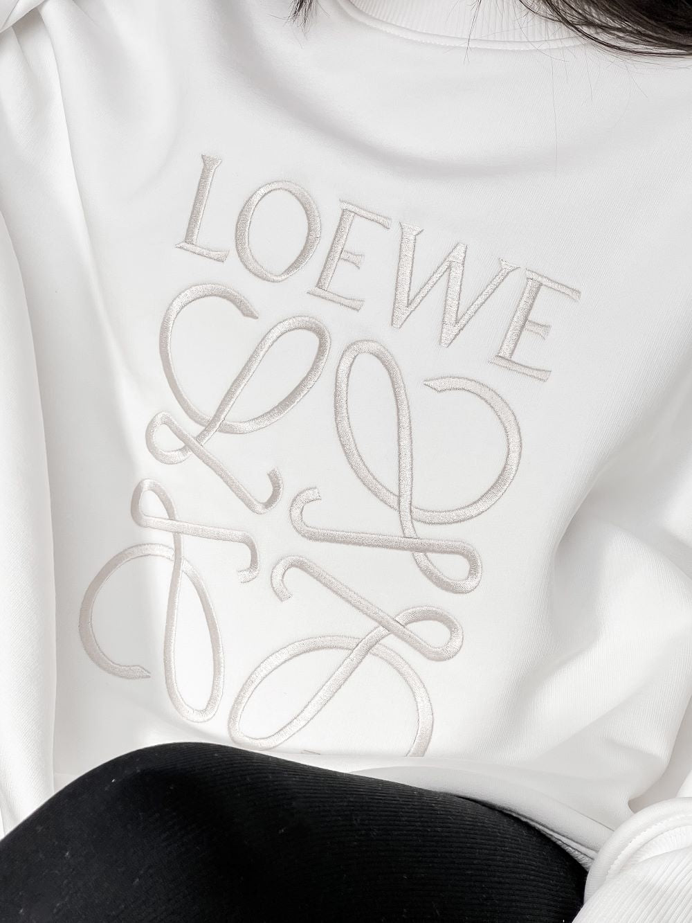 Colour Match Embroidered Oversized Puzzle Sweatshirt in Milk