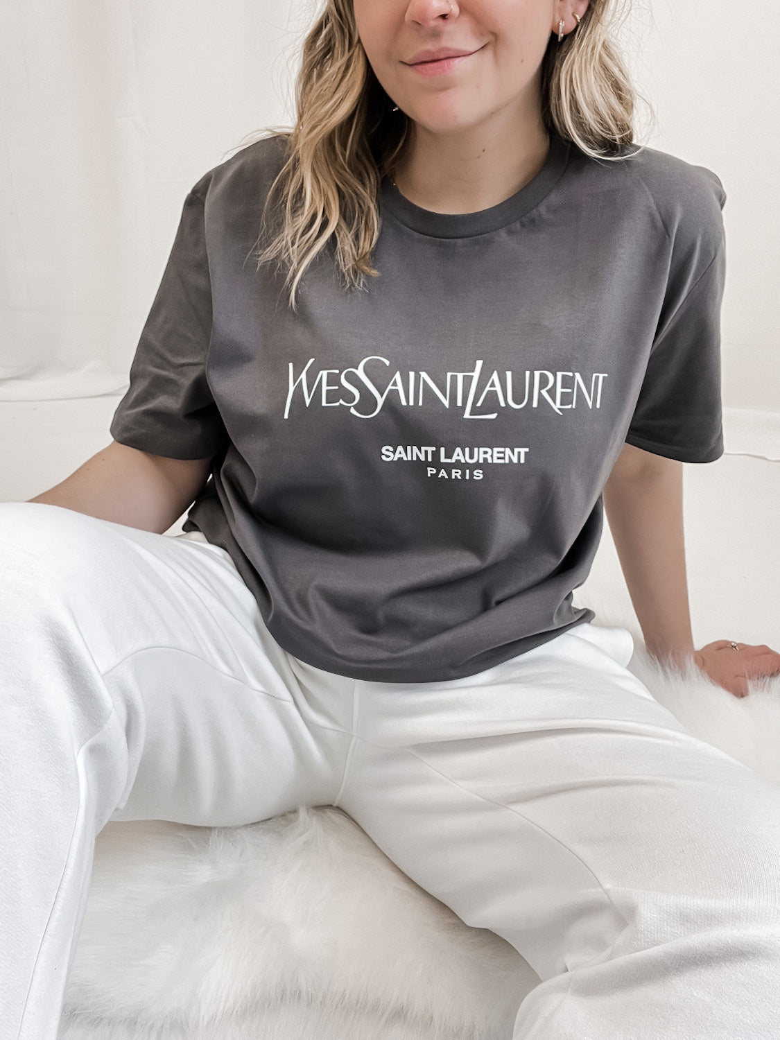 Saint Printed T-Shirt Out The Purse UK Size XL Charcoal