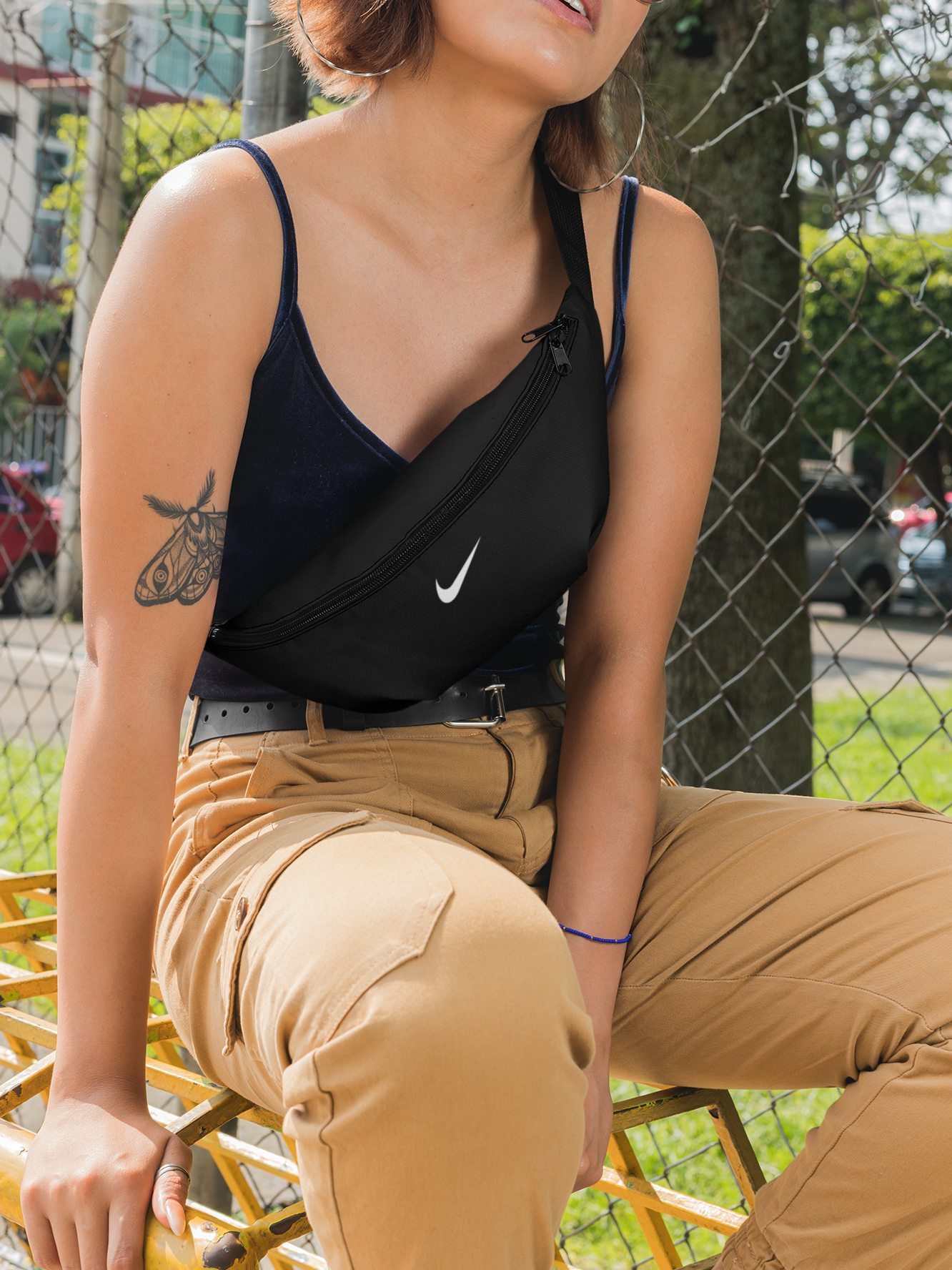 Out The Purse UK Check Waist Bag in Monochrome