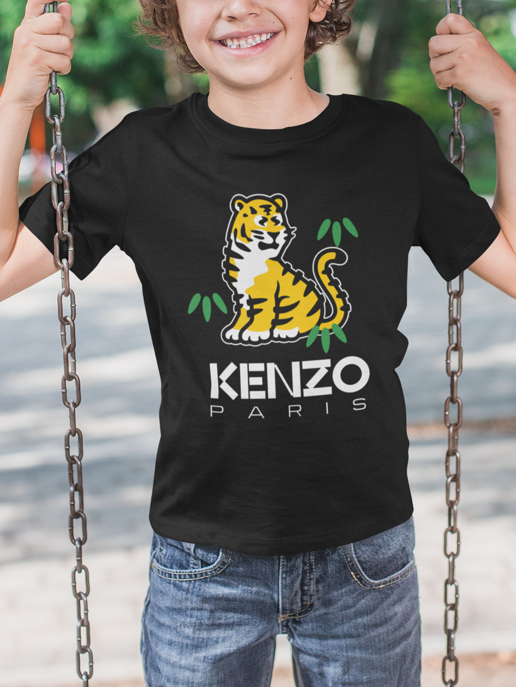 Out The Purse UK Kids Kenny Tiger T-Shirt Black