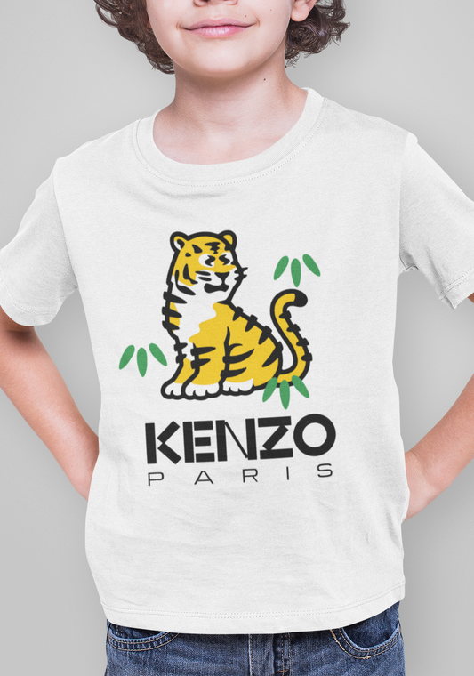 Out The Purse UK Kids Kenny Tiger T-Shirt White