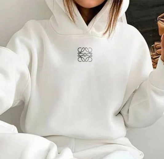 Lovve Embroidered Oversized Ultra Heavy Hoodie in White