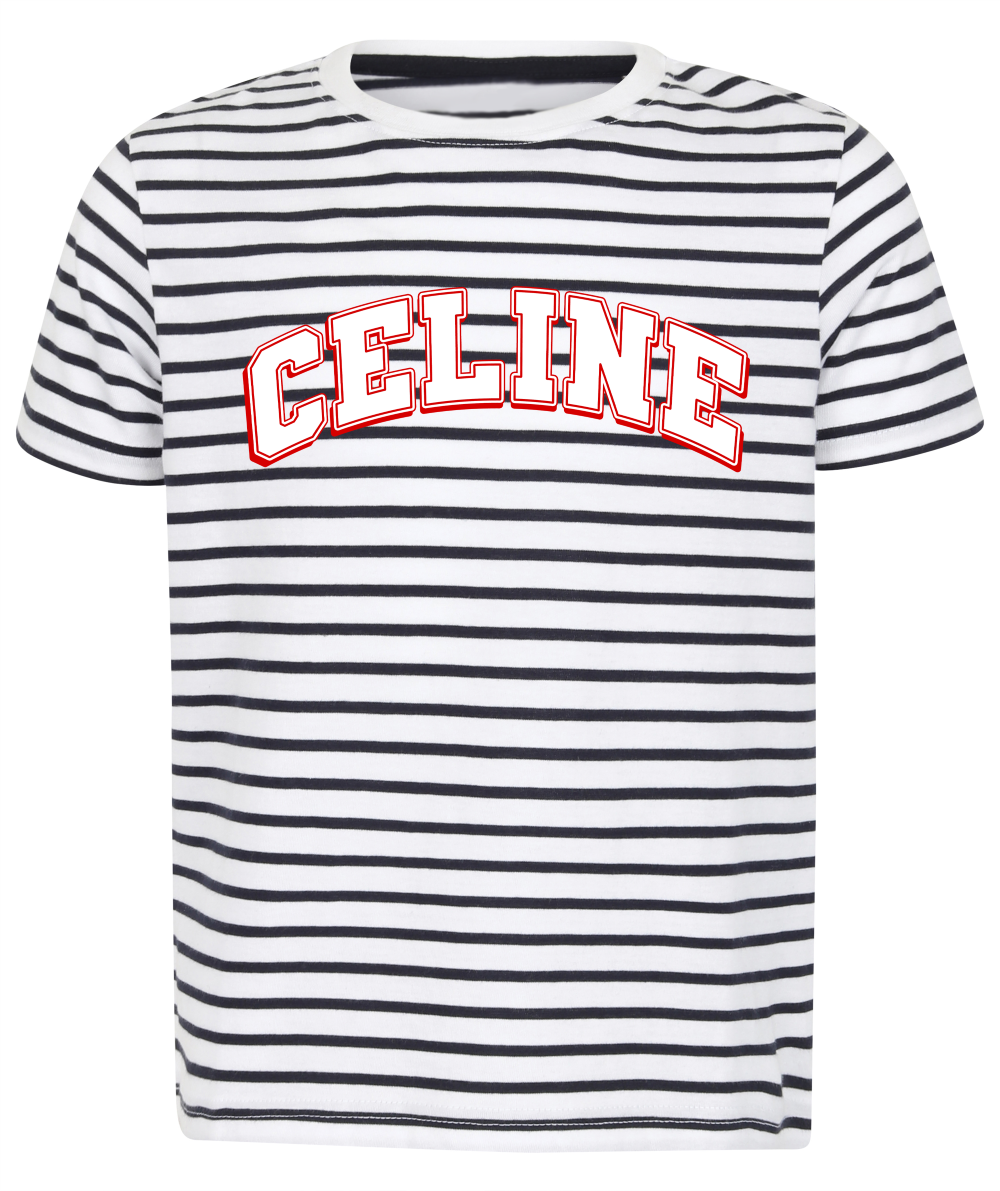 Out The Purse Selena Varsity Striped T-Shirt in Navy/Red