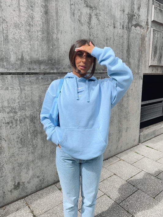 Paint Spill Women's Embroidered Hoodie Baby Blue Clothing Out The Purse UK