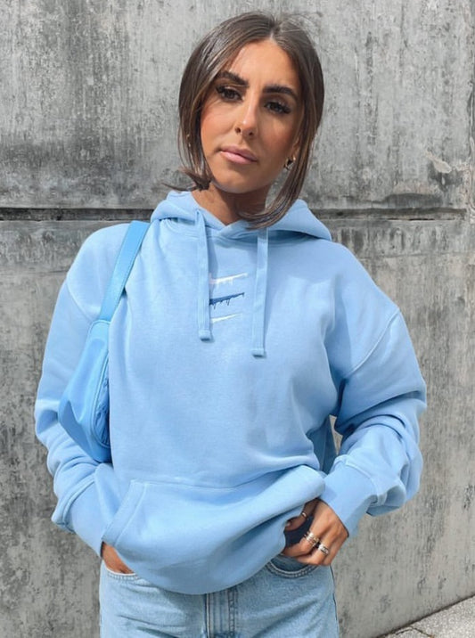 Paint Spill Women's Embroidered Hoodie Baby Blue Clothing Out The Purse UK 