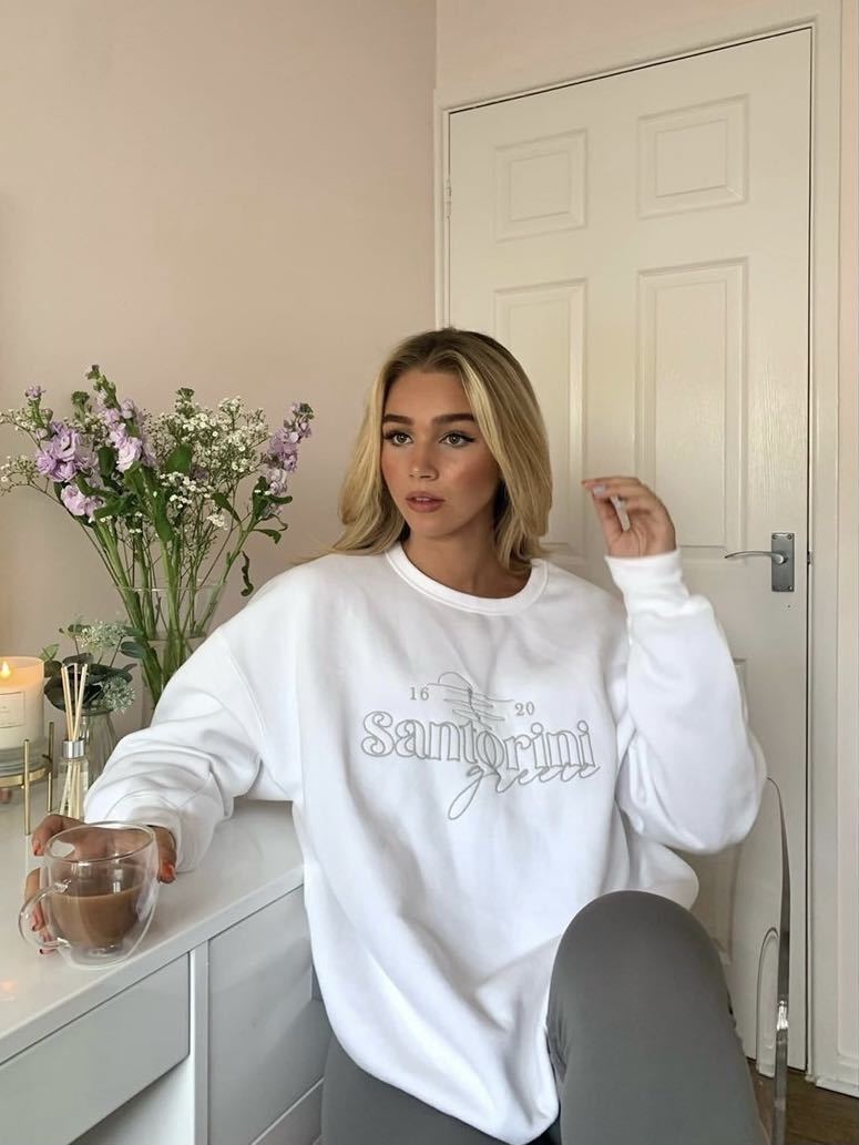 Santorini Women's Embroidered Sweatshirt Sweater Out The Purse UK