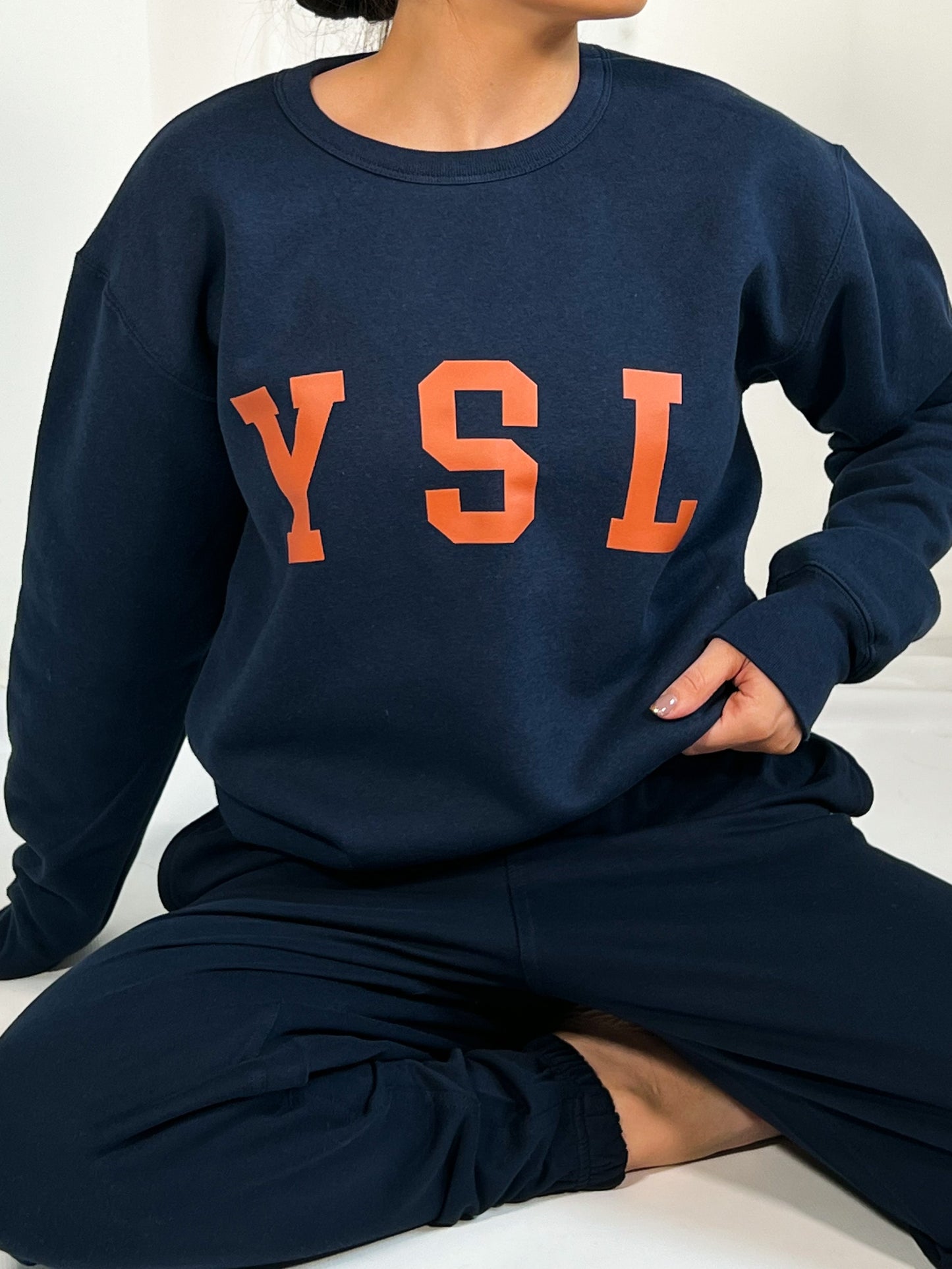 Out The Purse UK Size M Yves Varsity Sweatshirt in Navy