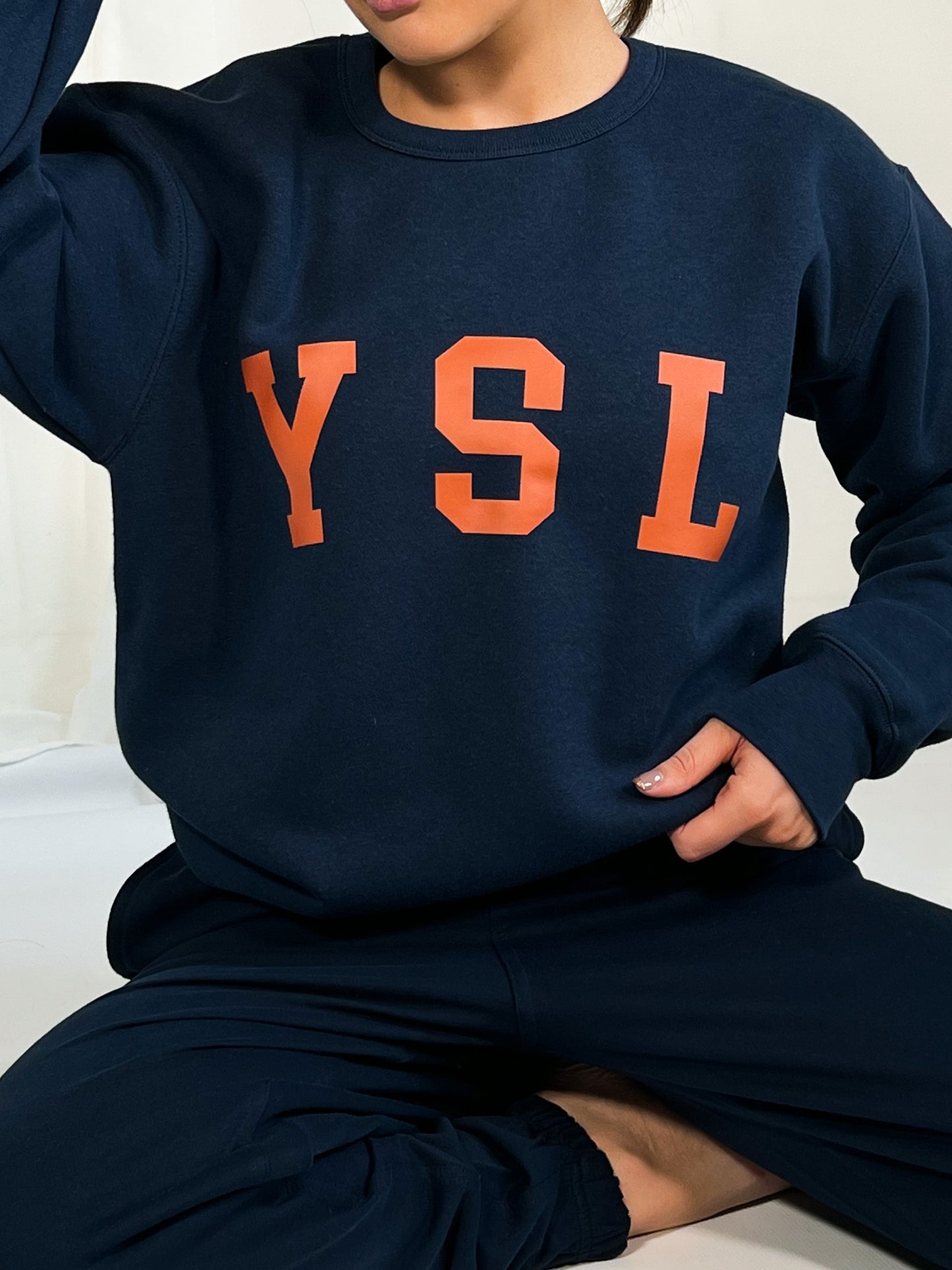 Out The Purse UK Size M Yves Varsity Sweatshirt in Navy