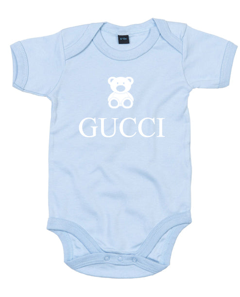 G Teddy Bear Baby Grow Baby & Toddler Out The Purse UK 0/3 mths Baby Blue