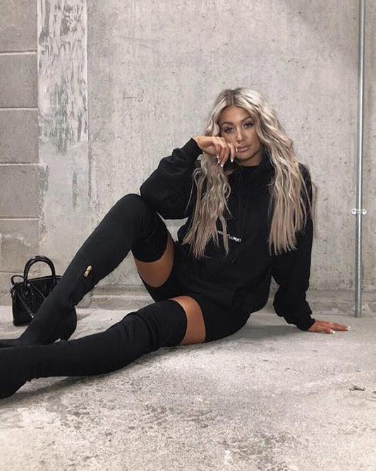 This Ain't Laurent Women's Embroidered Hoodie BlackGD057BLAC