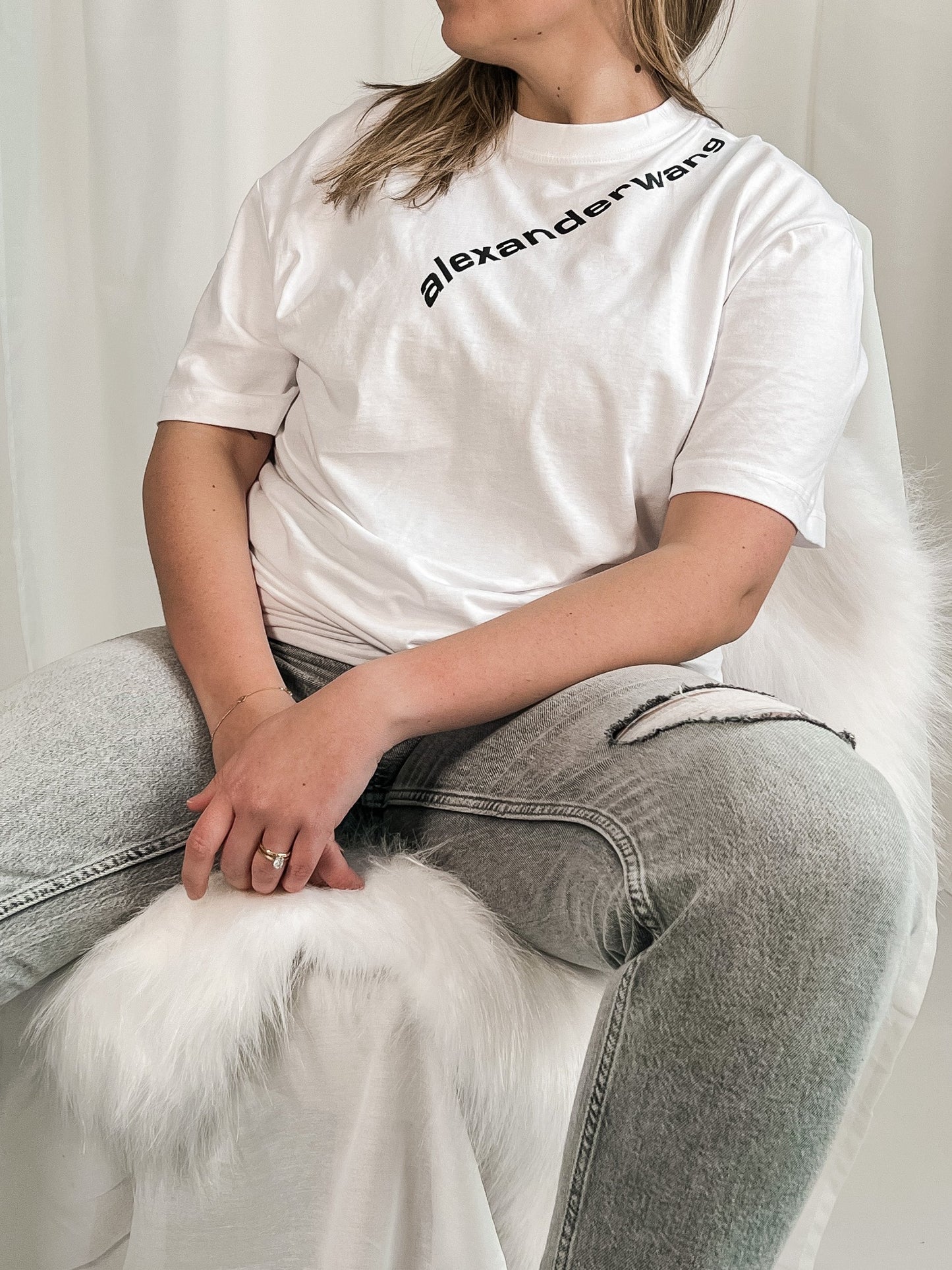 Alex Women's Oversized Printed T-shirt T-Shirt Out The Purse UK L White