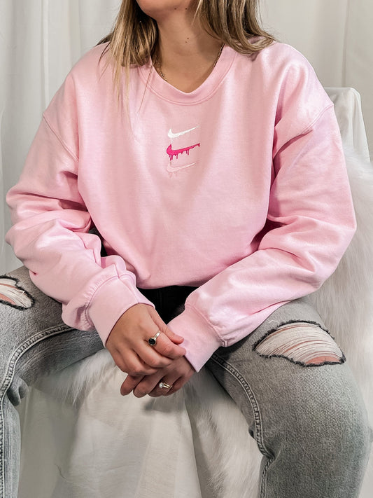 Paint Spill Women's Embroidered Sweatshirt Pink Sweater Out The Purse UK