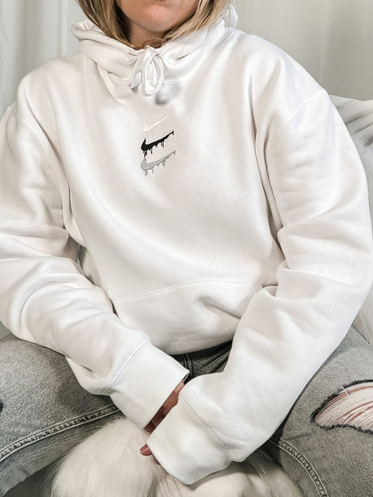 Paint Spill Women's Embroidered Hoodie White Clothing Out The Purse UK