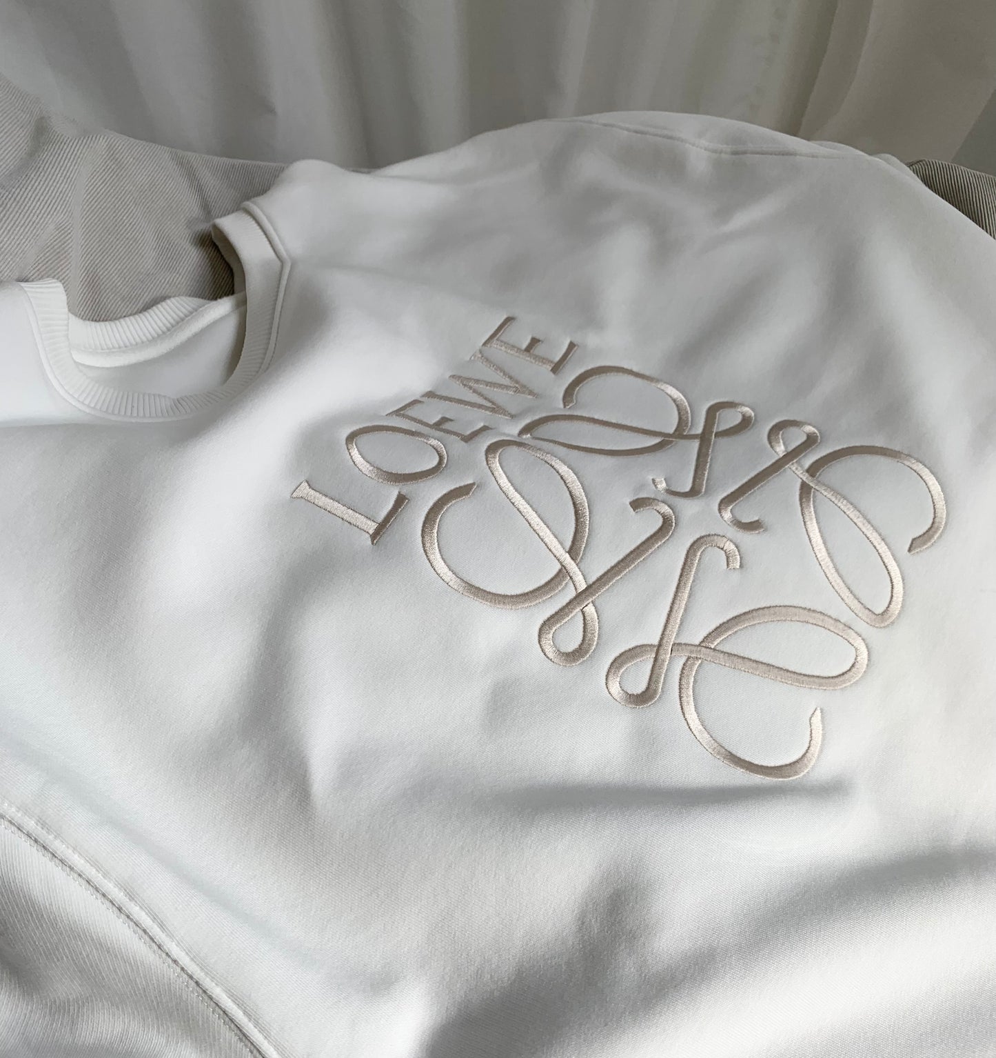 Embroidered Oversized Puzzle Sweatshirt in Milk