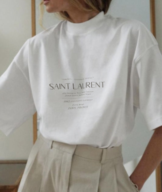 Fashion House Mock Neck Oversized T-shirt in White
