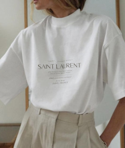 Fashion House Mock Neck Oversized T-shirt in White