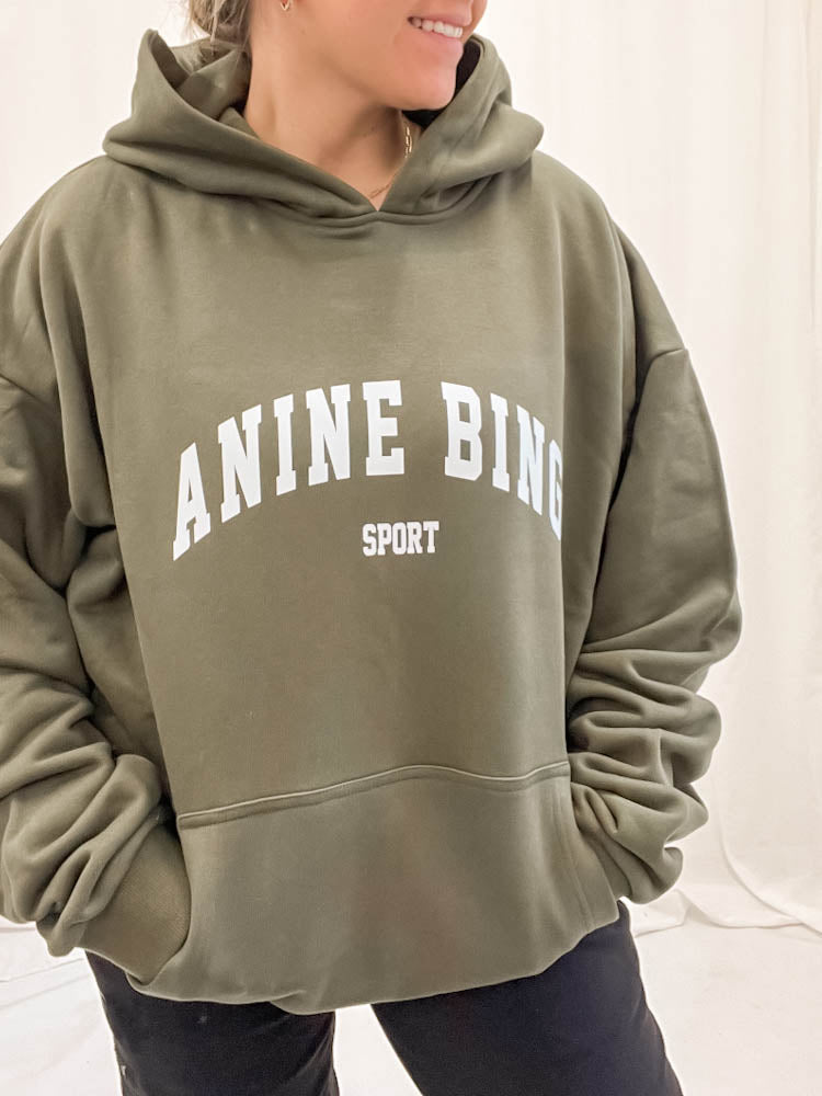 Premium Nine Oversized Hoodie in Olive Out The Purse