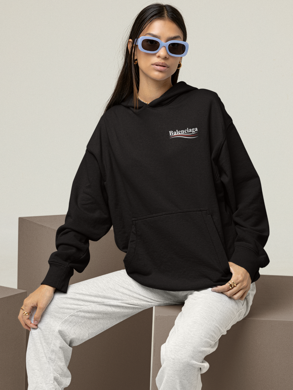 Out The Purse UK Retro Wave Unisex Hoodie black front