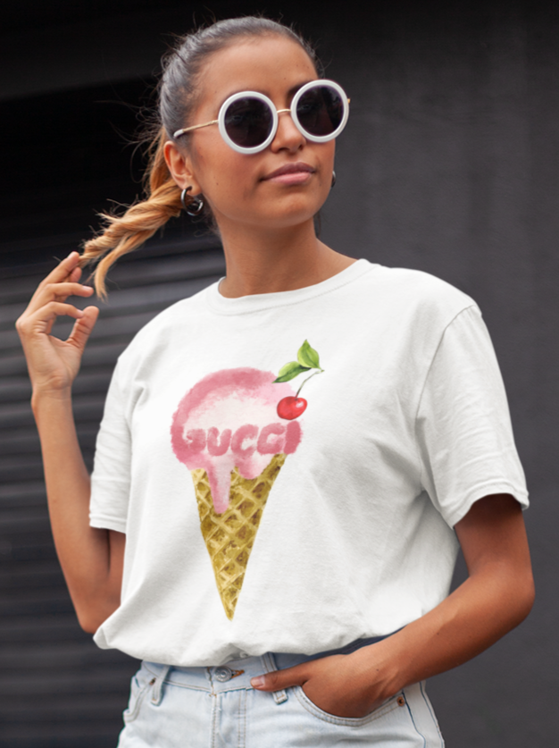 Ice Cream Printed T-Shirt Out The Purse White