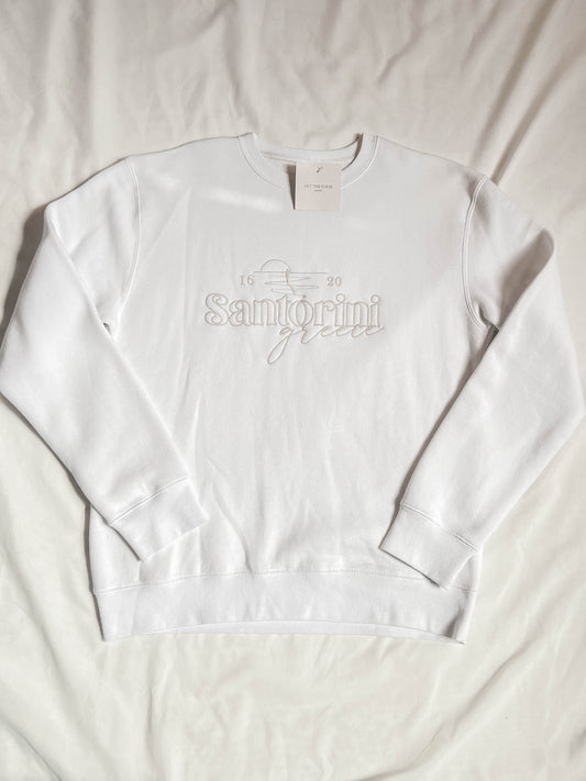 IMPERFECT - Santorini Embroidered White Sweatshirt Small