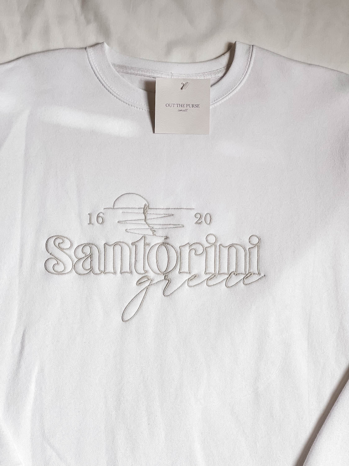 IMPERFECT - Santorini Embroidered White Sweatshirt Small