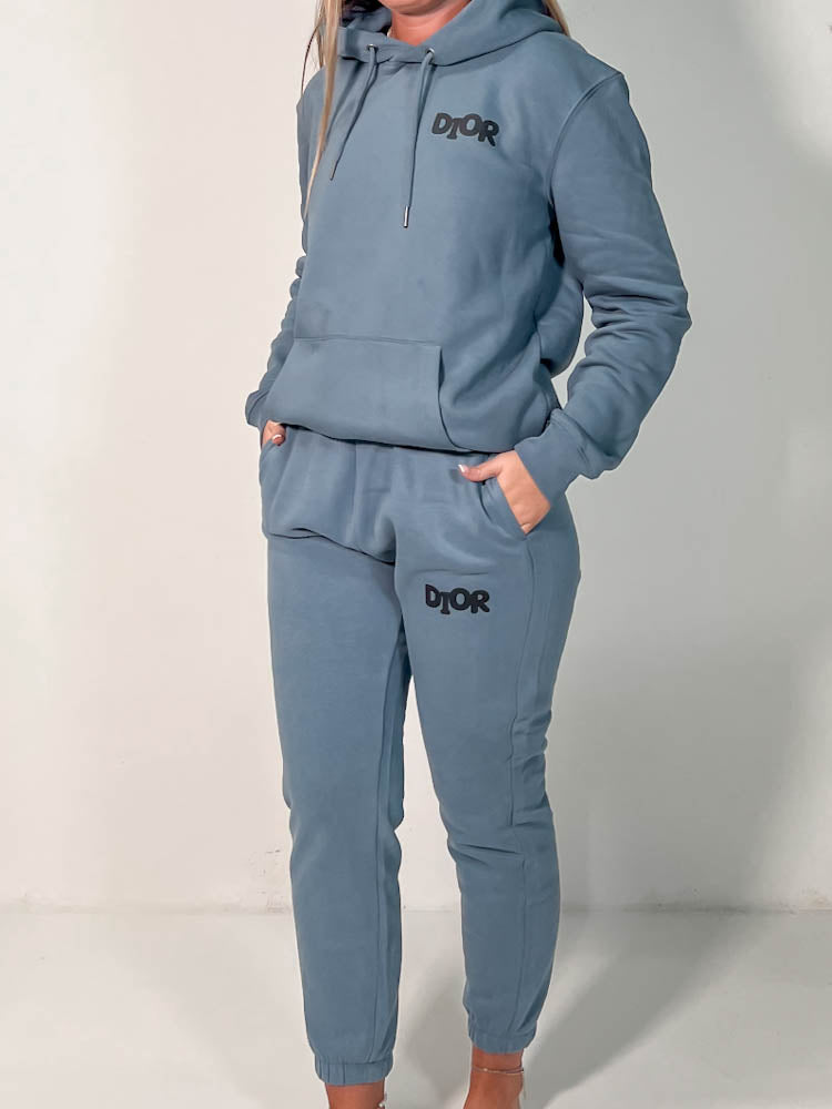 Out The Purse Chrissy Hoodie & Jogger Set in Slate Grey