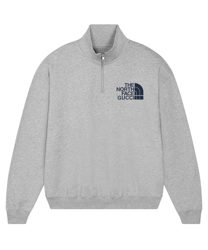 Out The Purse UK North 1/4 Zip Sweatshirt Heather Grey and Navy