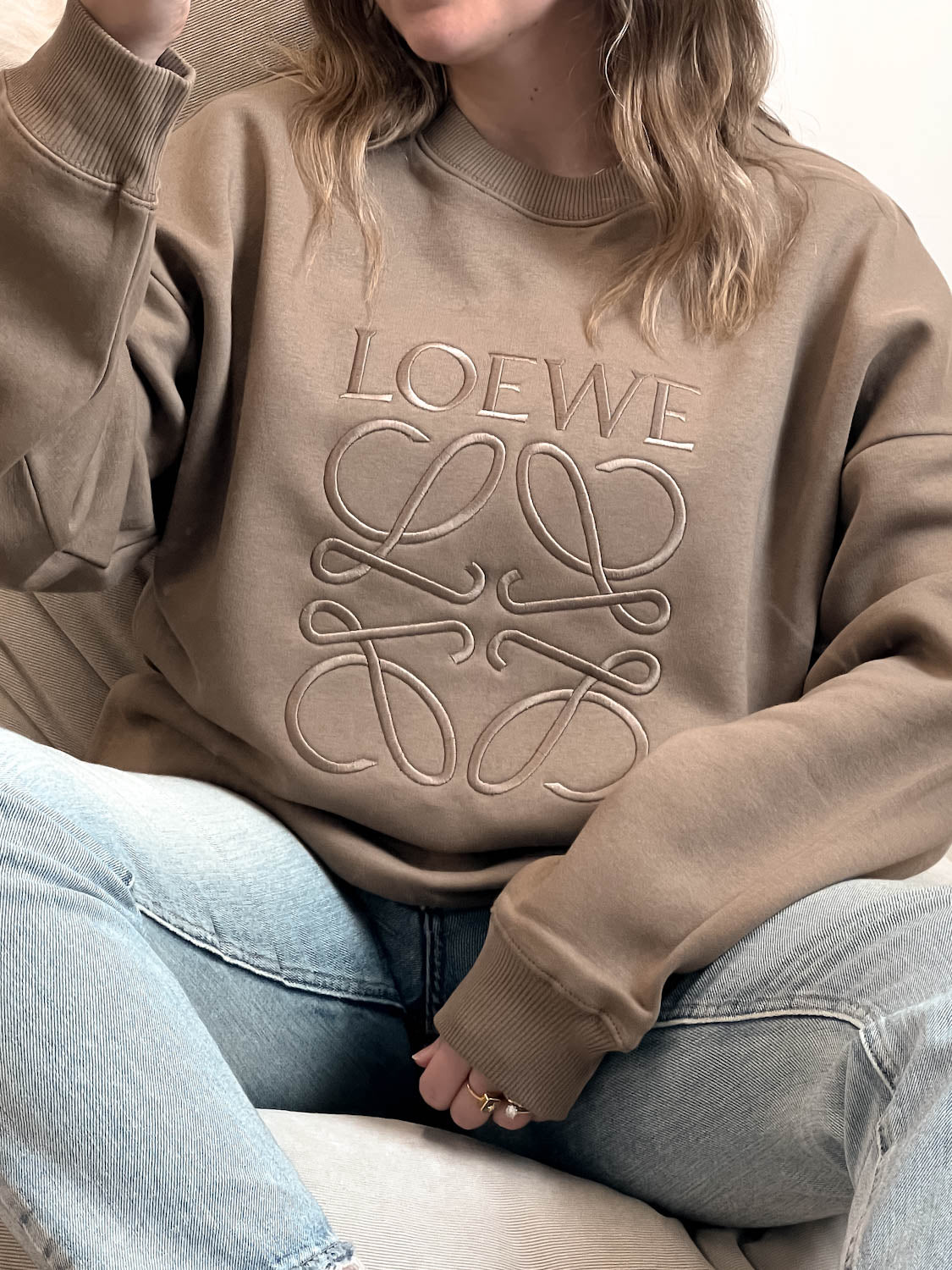 Out The Purse UK Embroidered Oversized Puzzle Sweatshirt in Driftwood