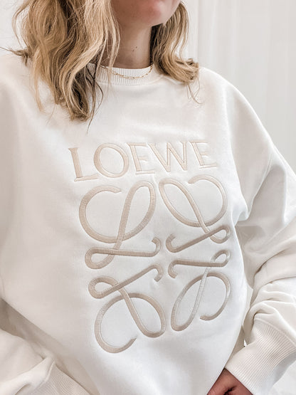 Embroidered Oversized Puzzle Sweatshirt in Milk - Out The Purse UK