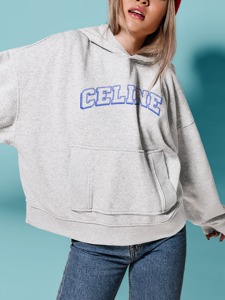 Out The Purse UK Selena Varsity Hoodie in Ash