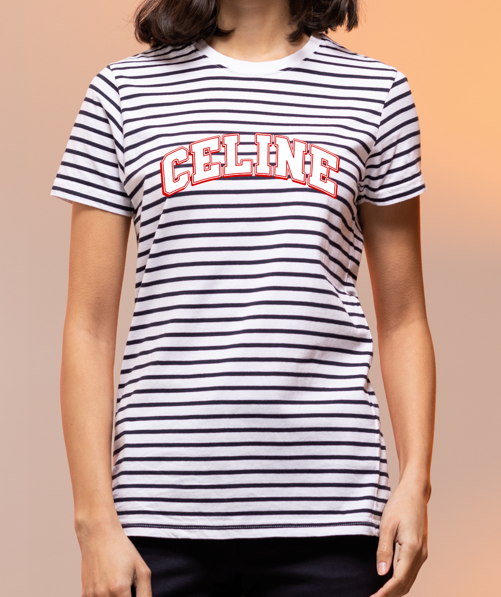 Out The Purse Selena Varsity Striped T-Shirt in Navy/Red