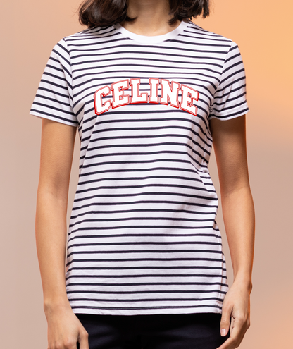 Out The Purse Selena Varsity Striped T-Shirt in Navy/Red