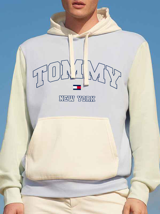 Tommi 90's Colour Block Hoodie in Baby Blue Out The Purse UK