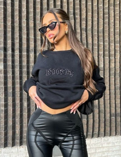 Vintage Sports Women's Sweatshirt Black/Black Sweater Out The Purse UK 