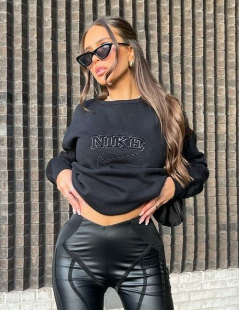 Vintage Sports Women's Sweatshirt Black/Black Sweater Out The Purse UK 
