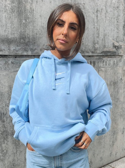 Paint Spill Women's Embroidered Hoodie Baby Blue – Out The Purse UK