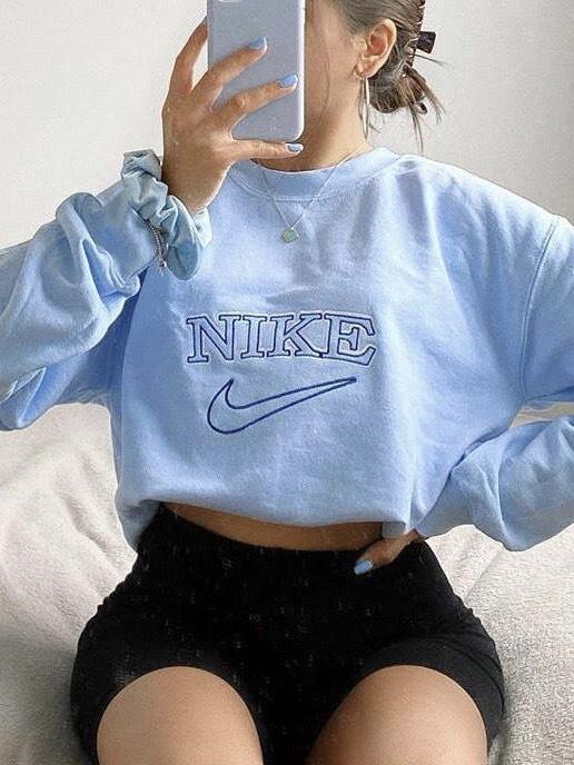 Vintage Sports Women's Sweatshirt Baby Blue Sweater Out The Purse UK 