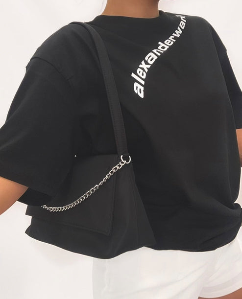Alex Women's Oversized Printed T-shirt T-Shirt Out The Purse UK S black 