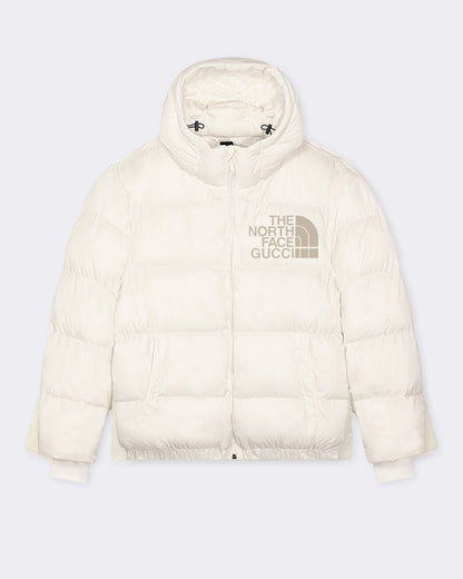 Premium Unisex Embroidered Puffer Jacket in Off White - Out The Purse UK