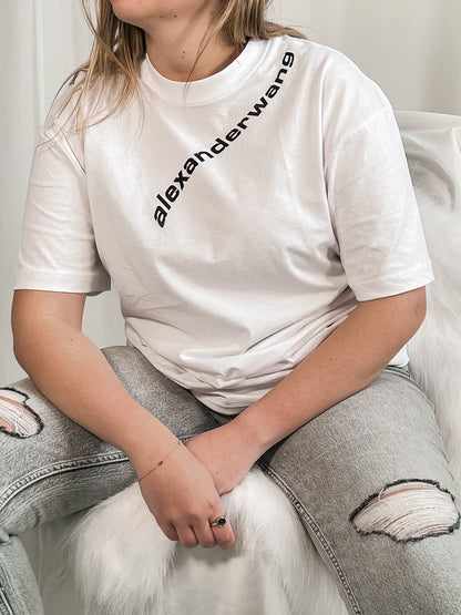 Alex Women's Oversized Printed T-shirt T-Shirt Out The Purse UK L White