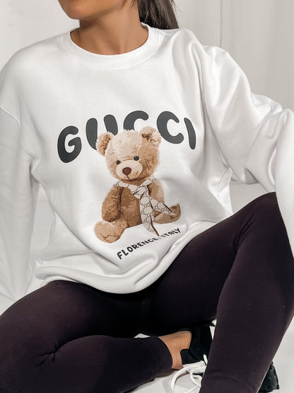 Florence Teddy White Sweatshirt - Out The Purse UK