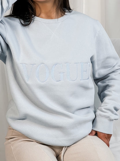 Out The Purse In Style Embroidered Sweatshirt Creamy blue