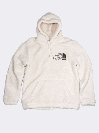 North Embroidered Teddy Hoodie Cream and Chocolate - Out The Purse UK